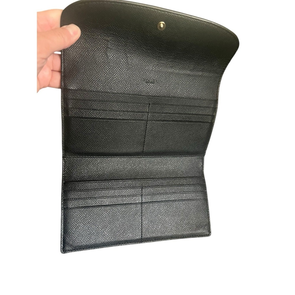Coach Black Envelope Trifold Wallet for Women with Card Pockets, Zipper Pocket - Picture 11 of 14